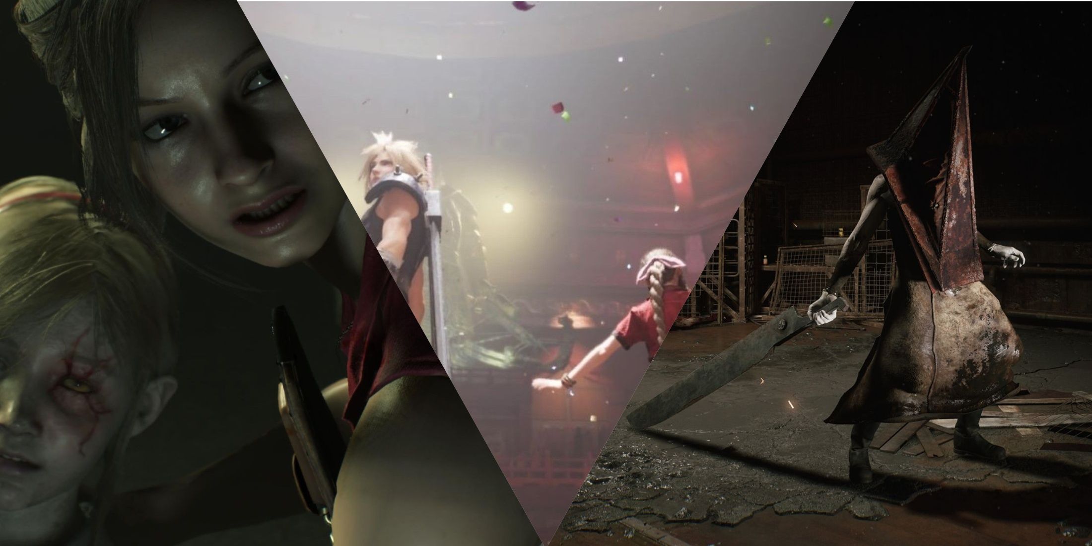 Remake de Final Fantasy 7, Silent Hill 2, collage de capturas de pantalla mixtas de Resident Evil 2